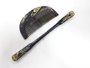 アンティーク　漆塗り蒔絵　櫛・笄セット